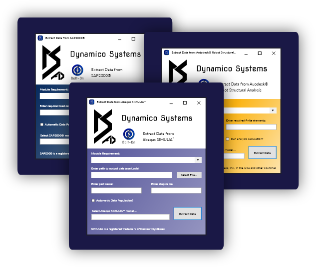Analysis software supported by the Dynamico Bolt-Ons
